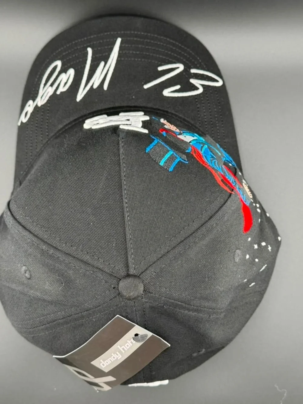 Los Angeles Embroidered El Mago Black Baseball Cap - White LA Logo